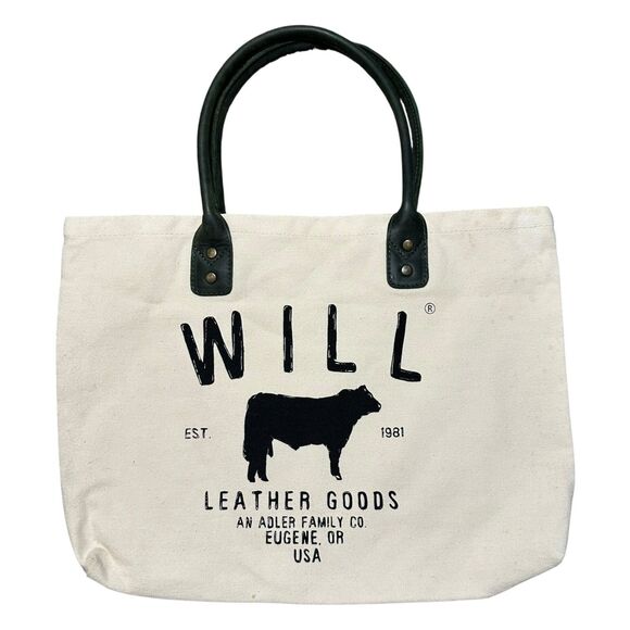 Will Leather Goods San Francisco Green Handle Canvas Tote Bag - Picture 1 of 13